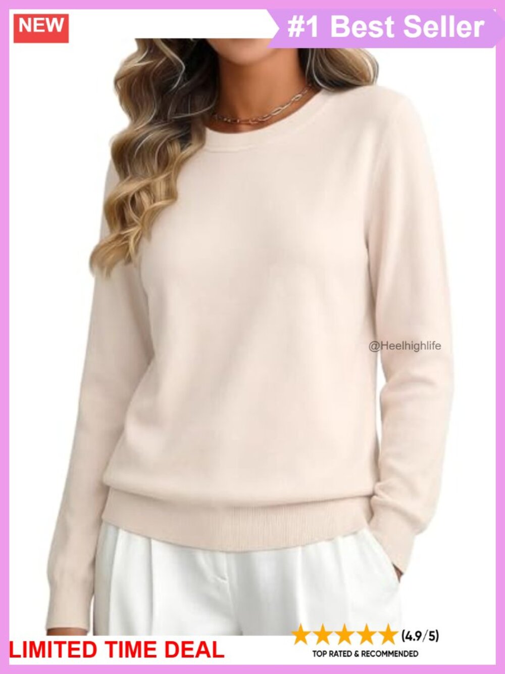 Women's Lightweight Viscose Polka Dot Pullover Sweater Crewneck Knit Top